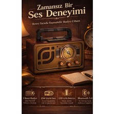 FaroxTech Nostaljik Tasarımlı Bluetooth Hoparlör ve 3 Bantlı Şarj Edilebilir Radyo