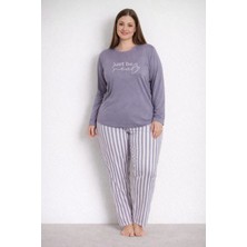 Pemilo Kadın 20155 Büyük Beden Uzun Kol Milan Pijama Takımı