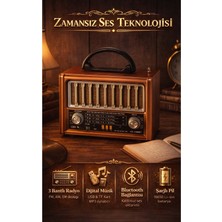 FaroxTech Tws Özellikli Şarjlı Nostaljik Radyo - USB ve Tf Kart Destekli Bluetooth Müzik Kutusu