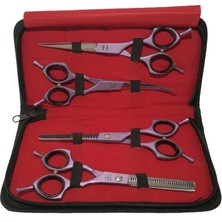 Hnrlishp Sgroom 4 Lü Çantalı Makas Set  7" Mor