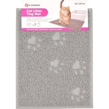 Özbience Pati Desenli Dikdörtgen Kedi Paspası 40X30 cm Gri