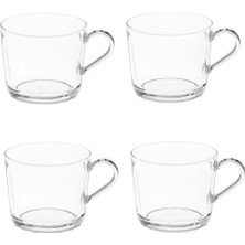 IKEA Quality 4 Adet Şeffaf Kupa Hacim 240 ml Cam Fincan 4'lü Set Çay Kahve Fincanı Yükseklik 7 cm Kupa