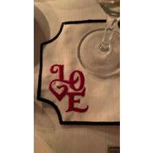 Mora Tekstil 6’lı Love Nakışlı Sunum Peçetesi,davet Peçetesi,kahve Sunum Peçetesi