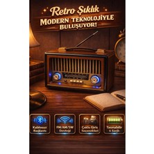 FaroxTech Ahşap Tasarımlı Nostalji Radyo ve Kablosuz Müzik Kutusu - Fm/am/sw 3 Bantlı
