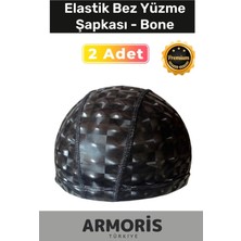Armoris Su Geçirmez Yüzücü Havuz Deniz Bonesi Elastik Bez Yüzme Şapkası 2'li Set