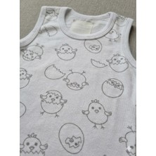 Şimo Butik Kız Erkek Çocuk Bebek Kolsuz Askılı Çıtçıtlı Body-Badi %100 Organik Pamuk 3.5-4-5-6 Yaş Civciv Beyaz