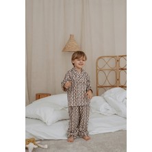 Oh la la Koala For Little Ones Dalga Desenli Yaka Detaylı Çocuk Pijama Takımı