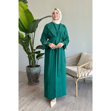 inStyle Elbiseli Ikili Yeşil Keten Takım