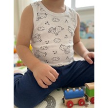 Şimo Butik Kız Erkek Çocuk Bebek Kolsuz Askılı Çıtçıtlı Body-Badi %100 Organik Pamuk 3.5-4-5-6 Yaş Koyun Ekru