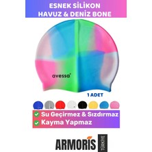 Armoris Yeni Nesil Su Geçirmez Kaymaz Sızdırmaz Silikon Yüzücü Elastik Yüzme Şapkası Havuz Deniz Bonesi