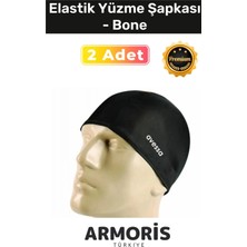 Armoris Yeni Nesil Su Geçirmez Silikon Yüzücü Havuz ve Deniz Bonesi Elastik Yüzme Şapkası 2'li Set
