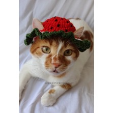 Özbience Karpuz Temalı Yaz Pet Şapkası, Kedi ve Köpekler Için Renkli Aksesuar