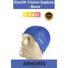 Armoris Yeni Nesil Su Geçirmez Silikon Yüzücü Havuz ve Deniz Bonesi Elastik Yüzme Şapkası 2'li Set