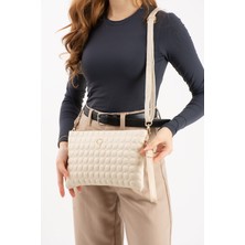 Oldso Kadın Suni Deri Siyah Mozaik Desen Çapraz ve El Askılı Portföy Clutch