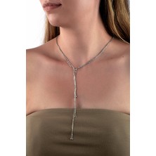 Innuendo Jewelry Gümüş Renkli Yuvarlak Taşlı Y Kolye
