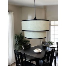 Allians Iki Katlı Modern Beyaz Hazeran Kumaş Plastik Tel Sarkıt Avize