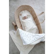 Tuğba Kuğu Peluş Kundak ve Çift Yüz Battaniye - Pureline Series - Blue Dainty Bows