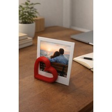 2'li Kalp Not ve Fotoğraf Tutucu Masaüstü Çerçeve Aksesuar Kırmızı