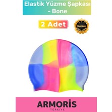Armoris Yeni Nesil 1.kalite Su Geçirmez Silikon Yüzücü Havuz ve Deniz Bonesi Elastik Yüzme Şapkası 2'li Set