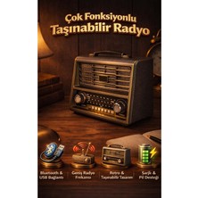 FaroxTech Retro Tasarım Bluetooth Hoparlör ve Çok Bantlı Taşınabilir Radyo – Usb/sd Destekli