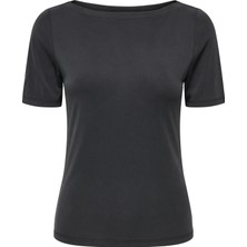 Only Kadın Kayık Yaka Siyah T-Shirt - 15367559