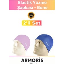 Armoris Yeni Nesil Su Geçirmez Silikon Yüzücü Havuz Deniz Bonesi Elastik Yüzme Şapkası 2li Set