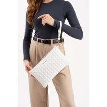 Oldso Kadın Suni Deri Siyah Mozaik Desen Çapraz ve El Askılı Portföy Clutch