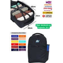 Jet Turtle Seyahat Sırt Çantası 40CM 40X30X20 cm Pegasus, Wizz Air, Ryanair, El Valizi Koltuk Altı Valizi