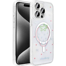 Elsah iPhone 15 Pro Max Uyumlu Kılıf M-Safe Şarj Özellikli Şeffaf Rovena Sert Kapak