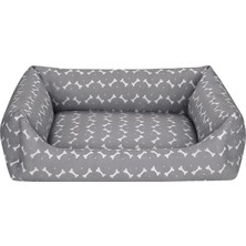 Hnrlishp Pet Comfort Uniform Bone Gri-Beyaz Köpek Yatağı L 70X60CM