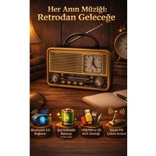 FaroxTech Analog Saatli Retro Bluetooth Hoparlör - Şarjlı Fm Radyo, Usb/sd Mp3 Çalar