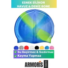 Armoris Yeni Seri Su Geçirmez Kaymaz Sızdırmaz Silikon Yüzücü Elastik Yüzme Şapkası Havuz Deniz Bonesi