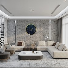 Nacario Mey Ithalat® Royal Marble Gold 40 cm Metal Duvar Saati