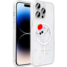 Elsah iPhone 14 Pro Max Uyumlu Kılıf M-Safe Şarj Özellikli Şeffaf Rovena Sert Kapak