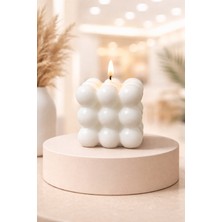 Calinda Candles Orta Boy Bubble Küp Detaylı Kokulu Mum %100 Soya Wax Dekoratif Mum – El Yapımı Modern Mum