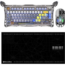 Gravastar K1 Pro Mekanik Gaming Klavye, x Kablosuz Optik Mouse ve Mousepad Oyuncu Seti, Interstellar Silver