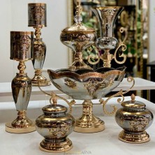 Dekor Arya Imperial Mirror Gold 7 Parça Salon Aksesuar Seti