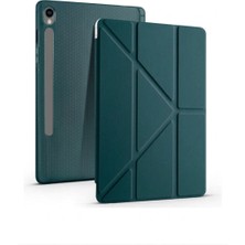 Five-E Samsung Galaxy Tab S10 Lite 2025 Yatay ve Dikey Standlı Antişok Köşe Korumalı Kalemlikli Origami Slikon Kılıf SM-X400