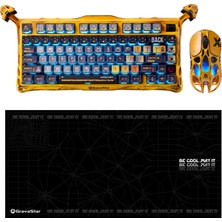 Gravastar K1 Pro Mekanik Gaming Klavye, x Kablosuz Optik Mouse ve Mousepad Oyuncu Seti, Battle-Worn Yellow