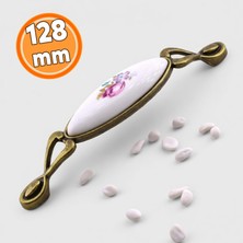 Nzb Porselen Eskitme Antik Sarı Kulp 128 mm Mobilya Çekmece Mutfak Dolabı Dolap Kapak Kulplar Kulb