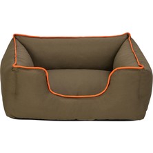 Hnrlishp Pet Comfort Alpha   ve Köpek Yatağı Haki W Turuncu Biye S 60X50CM