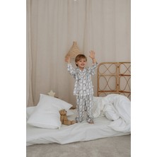 Oh La La Koala Kedi Desenli Yaka Detaylı Çocuk Pijama Takımı