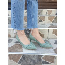 Ünverdi Kadın Stiletto Kendinden Fiyonklu Mint Yeşil