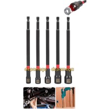 Depomega 5 Parça Manyetik Uzun Somun Adaptörü 7-8-10-11-13 Numara Somun Anahtarı 15 cm