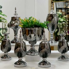 Dekor Arya 7 Parça Salon Konsol Aksesuar Seti Yaprak Silver