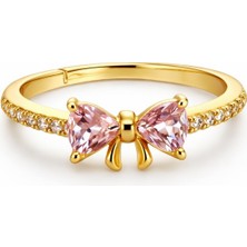 Pembe Fiyonklu Modern Klasik Kadın Yüzük