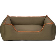 Hnrlishp Pet Comfort Alpha  Köpek Yatağı Haki W Turuncu Biye L 105X85CM