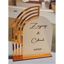 Mars Tasarım Kişiye Özel Ahşap Üzeri Gold Masa Üstü Söz - Nişan - Düğün Isimliği - 30 x 23CM