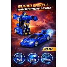 Trendzone Uzaktan Kumandalı Şarjlı Sesli LED Işıklı Buhar Atan Transformers Robot Dönüşen Araba 31 cm