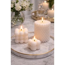 Calinda Candles Bubble 3’lü Set |  Kokulu Mum %100 Soya Wax Dekoratif Mum – El Yapımı Modern Mum